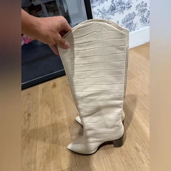 Schutz Maryana Croc-Embossed Leather Boots - Picture 8 of 9